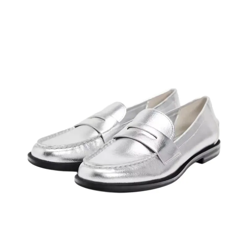 ZARA Loafers Women's Silver-2