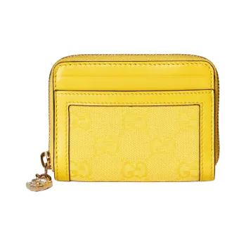 GUCCI Canvas With Leather Wallet Mini Unisex Yellow