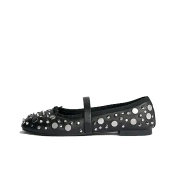 Maje Studded Leather Ballerina Shoes Women's
