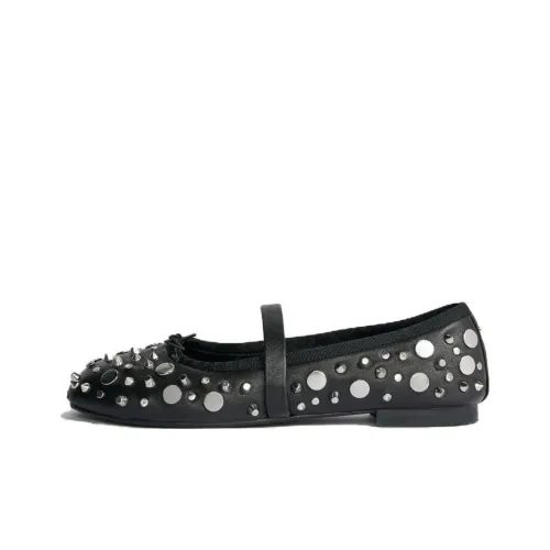 Maje Studded Leather Ballerina Shoes Women's