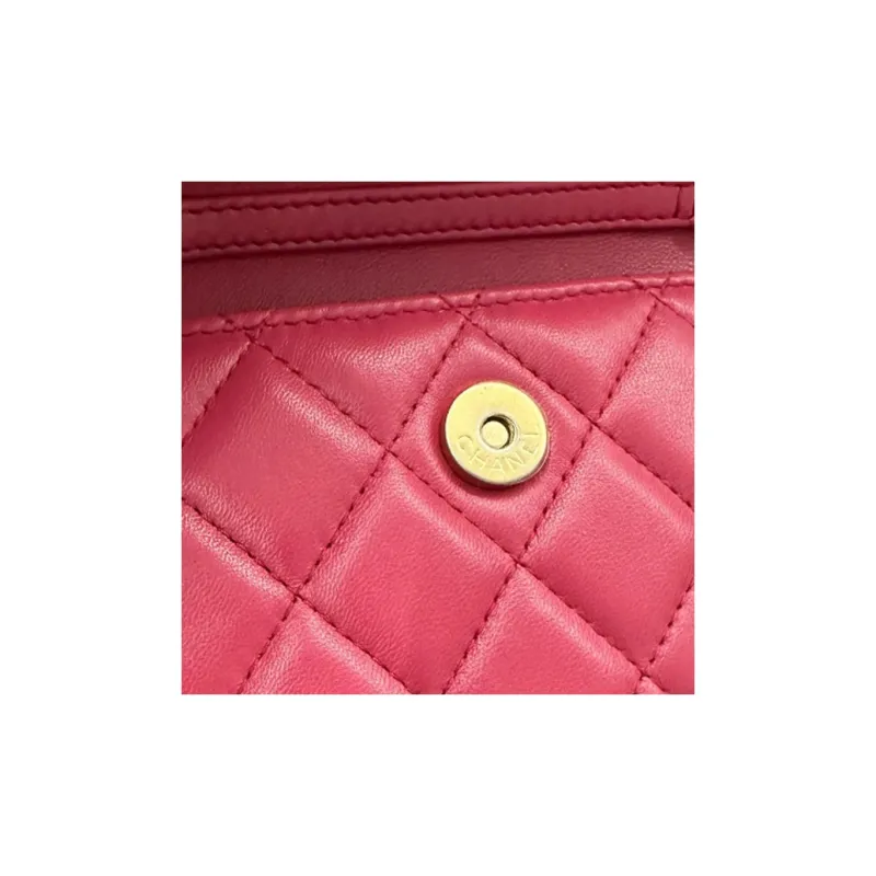 CHANEL Sheepskin Coin Purse, Fanny Pack, Shoulder Bag, Crossbody Bag Women's Fuchsia-3