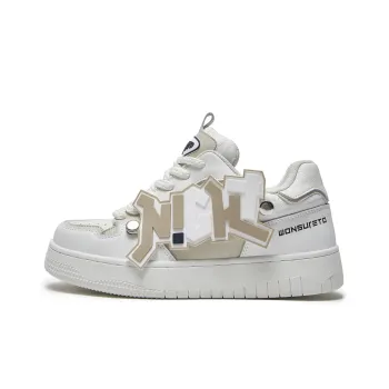 WONSURETO Anti-Slip Wear-Resistant Breathable Moisture-Wicking Low-Top Skateboard Shoes Unisex Ecru