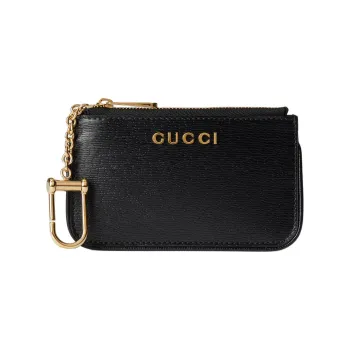 GUCCI Leather Key Pouch Women's Black