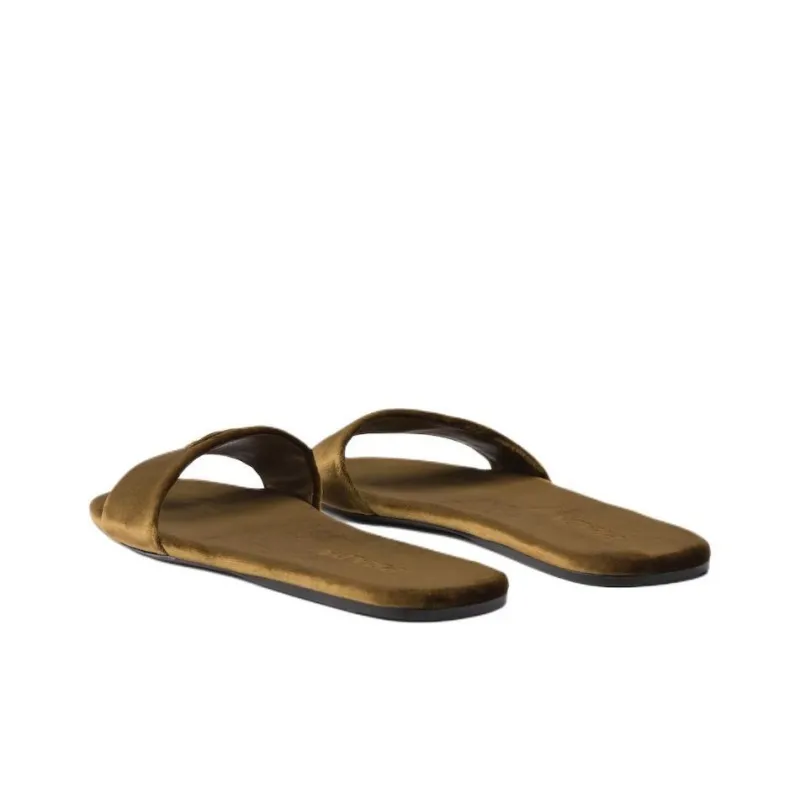 PRADA Logo-appliqué Velvet Slides-3