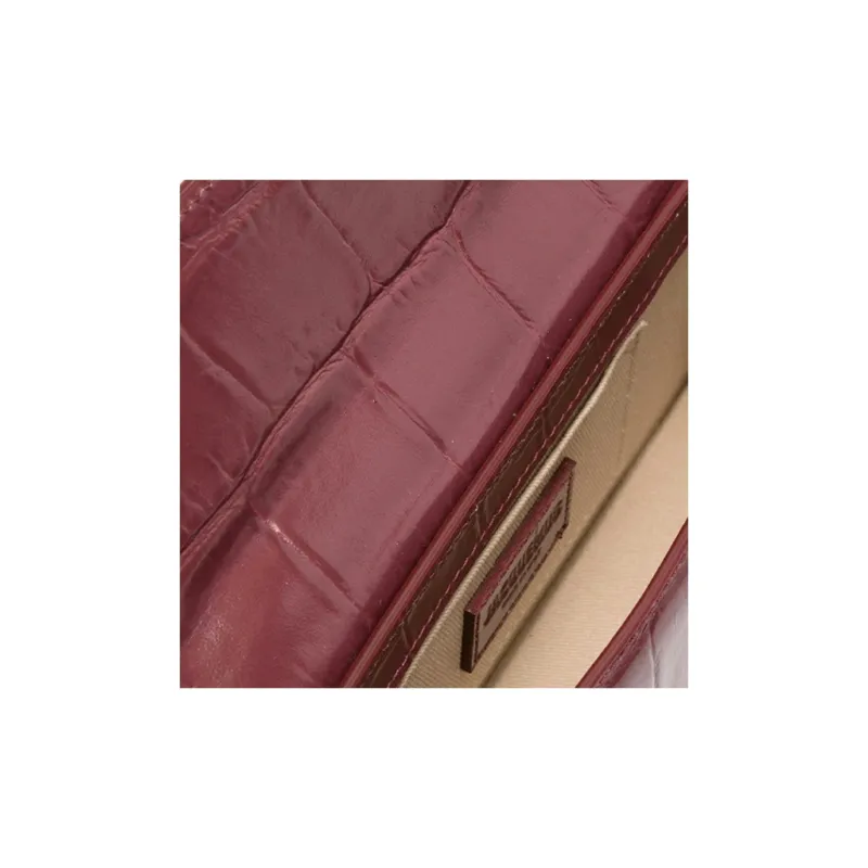 Jacquemus Calfskin Shoulder Bag Crossbody Bag Handbag Women's Burgundy Color-4