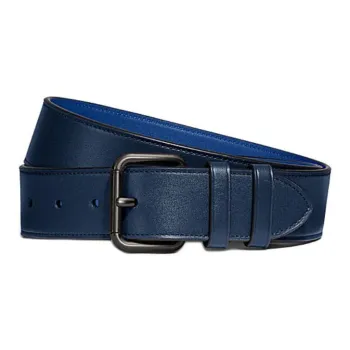 COACH Solid Color Design Pin Buckle Leather Belts Men's Blue Width: 3.8CM