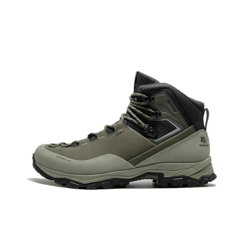 KAILAS Cushioned Wear Resistant Water Resistant Mid Top Hiking/Trekking Shoes Men's Green Gray-0