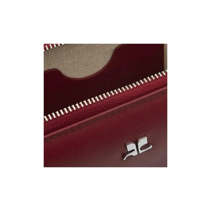 COURREGES Calfskin Shoulder Bag Crossbody Bag Handbag Women's Deep Cherry-3