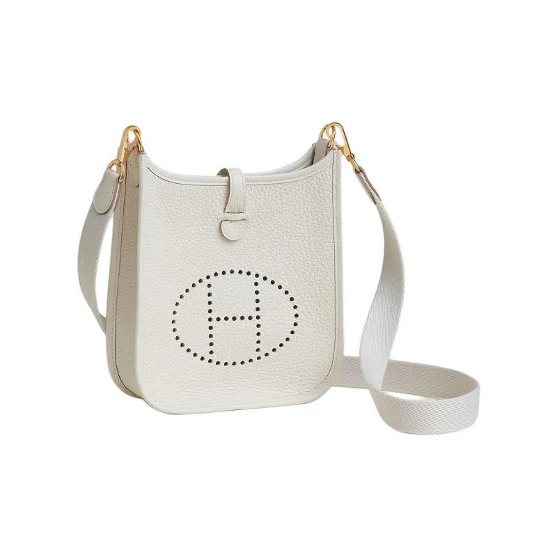 HERMES Evelyne Clemence Calfskin Shoulder Bag Crossbody Bag Mini Women's Cream Gray-1