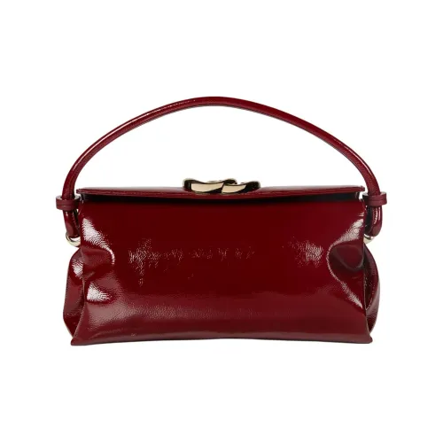 GUCCI Red Still Patent Leather Handbag Small Size Women's Red