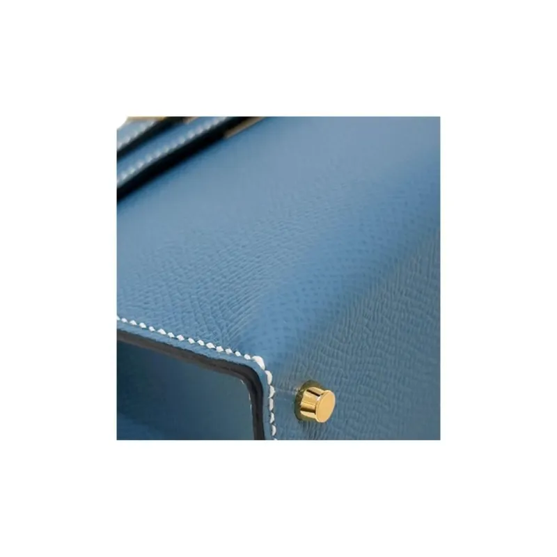 HERMES Mini Kelly 2nd Generation Epsom Leather Kelly Bag Handbag Mini Women's Blue-3