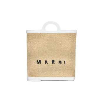 MARNI Tropicalia Logo Embroidered Raffia Tote Bag