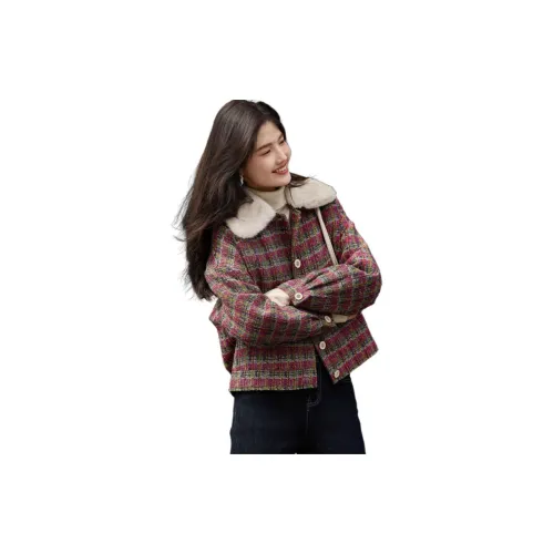 A paradise for awakening Jackets Women's Red Plaid