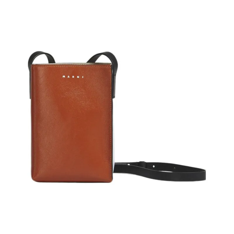 MARNI Museo Soft Calfskin Shoulder Bag, Crossbody Bag Trumpets Men's Sharp Color/Clouds/Black-0