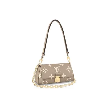LOUIS VUITTON Favorite Cow Leather Shoulder Bag Chain Shoulder Bag Clutch Regular Women's Elephant Gray