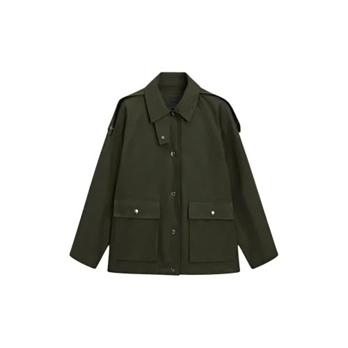 Massimo Dutti Parka Coats Women's Khaki Green