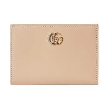 GUCCI Marmont Leather Wallet Medium Size Unisex Light Beige