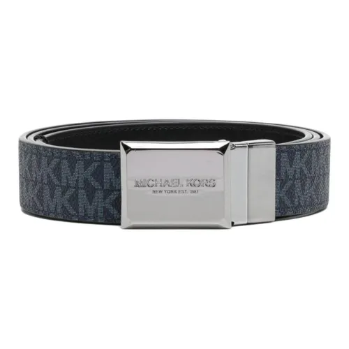 MICHAEL KORS Logo Print Label Leather Belts Men's Black -