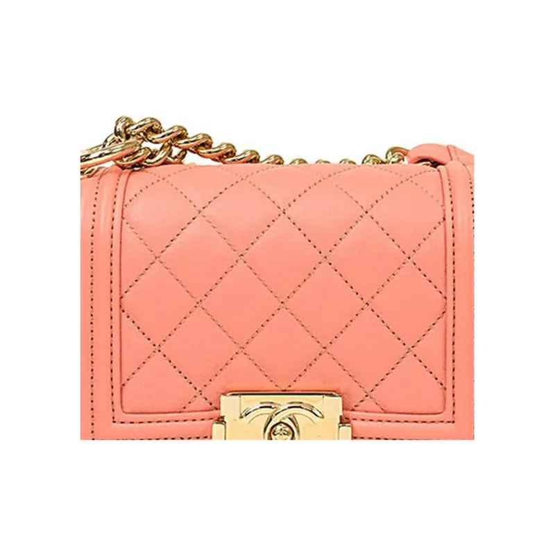 CHANEL 22SS Embossed Calfskin With Grains Lipstick Bag Handbag Shoulder Bag Crossbody Bag Mini Women's Pink-4