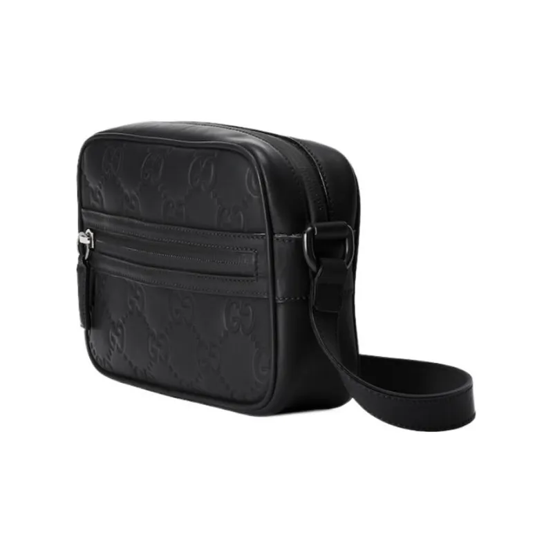 GUCCI Rubber Leather Shoulder Bag, Crossbody Bag Mini Men's Black-1