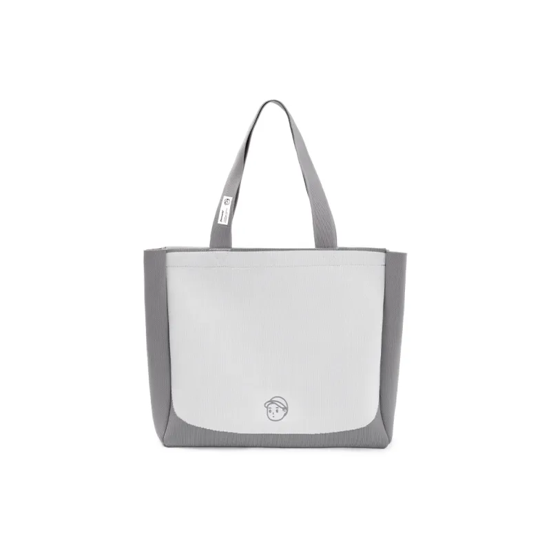 Finerworld Fabric Shoulder Bag Medium Size Unisex Khaki/Gray-5