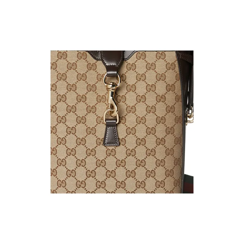 GUCCI Canvas With Leather Binding Bucket Bags Shoulder Bag Crossbody Bag Medium Size Women's Beige & Ebony-7