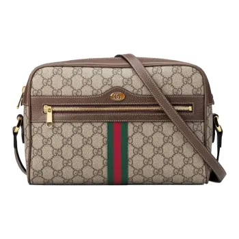 GUCCI Ophidia Canvas With Leather Canvas Bag Camera Bag Shoulder Bag Crossbody Bag Small Size Unisex Ebony/Brown