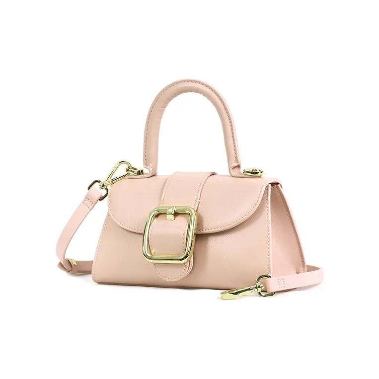 ELLE Leather Handbag, Crossbody Bag Small Size Women's Brown/White/Pink-6