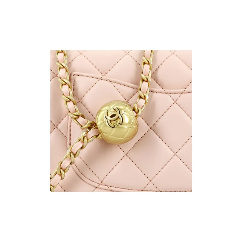 CHANEL Classic Flap CF Sheepskin Chain Bag, Flap Bag, Shoulder Bag, Crossbody Bag Mini Women's Light Pink-5