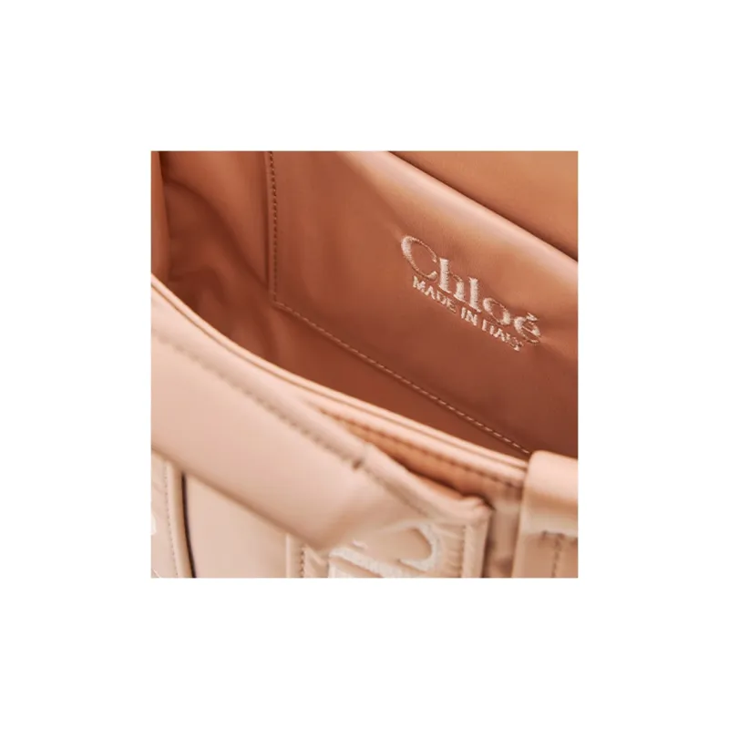 Chloe Woody Nylon Blend Tote Bag Shopping Bag Shoulder Bag Crossbody Bag Handbag Small Size Women's Rose-4
