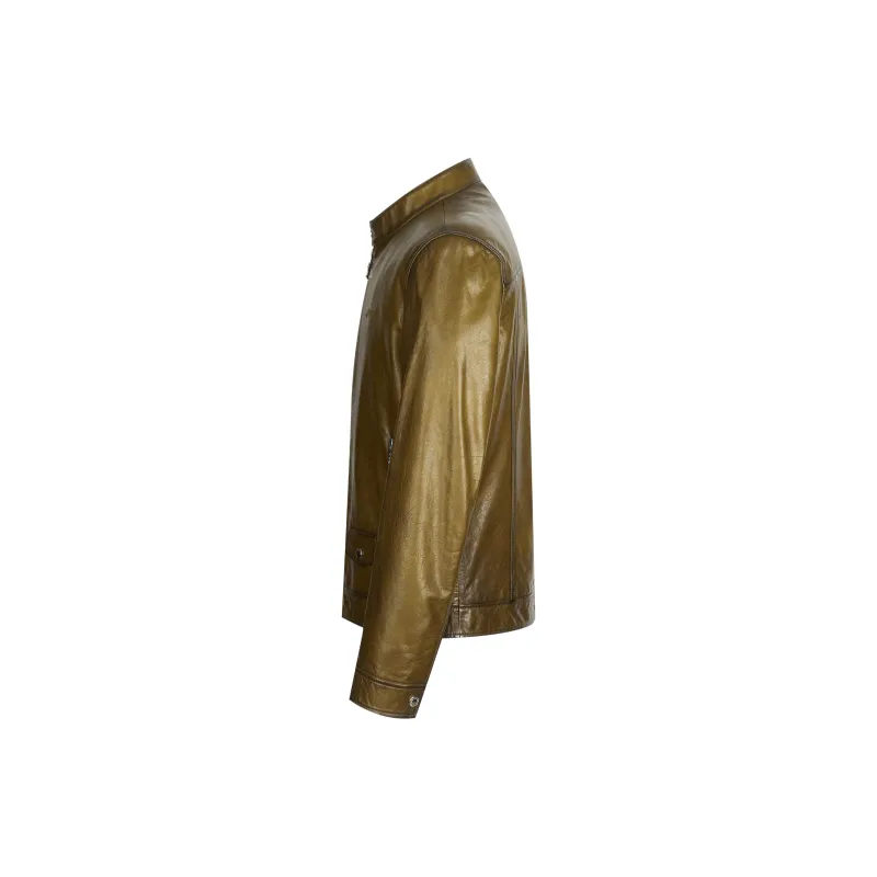 MANGANO Leather Jackets Men Yellow Green-2
