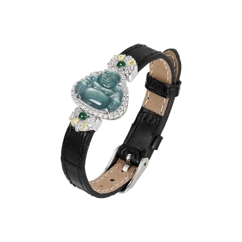 Cuiya Golden Building Ice Glutinous Jadeite Bracelets Unisex-0