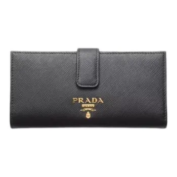 PRADA Leather Wallet Women's Black With Light Pink