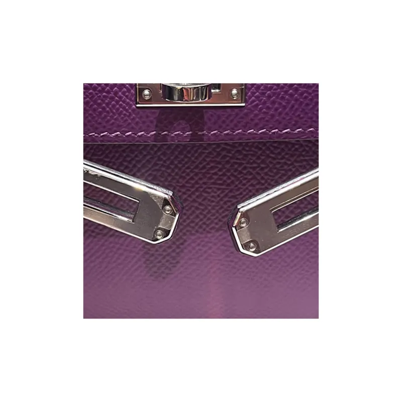 HERMES Mini Kelly 2nd Generation Epson Leather Kelly Bag Handbags Mini Women's Sea Cucumber Purple-3