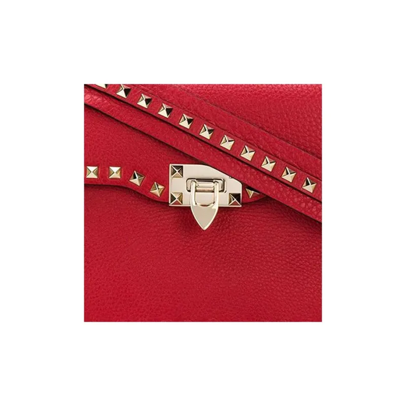Valentino Cow Leather Crossbody Bag Shoulder Bag Women's Red-1