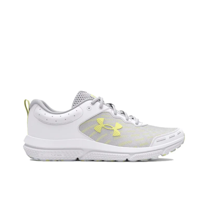 Under Armour Charged Assert 10 Cushioning Slip Resistant Low Top Casual Running Shoes Women's White Yellow-1