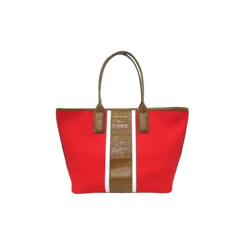MICHAEL KORS Canvas With Leather tote Liuto Bag Shopping Bag Shoulder Bag Handbag Large Size Women's Coral Red