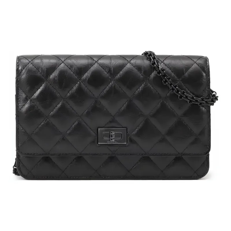 CHANEL 2.55WOC Leather Crossbody Bag Regular Women's Black-0