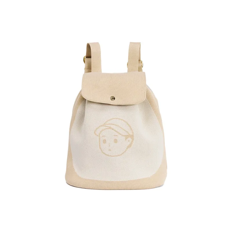 Finerworld Fabric Backpack Regular Women's Khaki/Gray-3