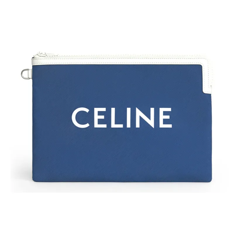 CELINE Polyamide With Cow Leather Clutch Small Size Men's Bright Blue & Red-1