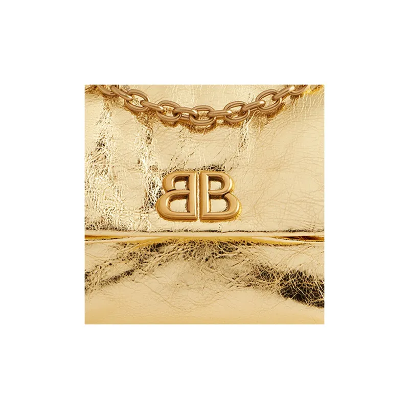 Balenciaga Calfskin Handbag Shoulder Bag Women's Gold-5