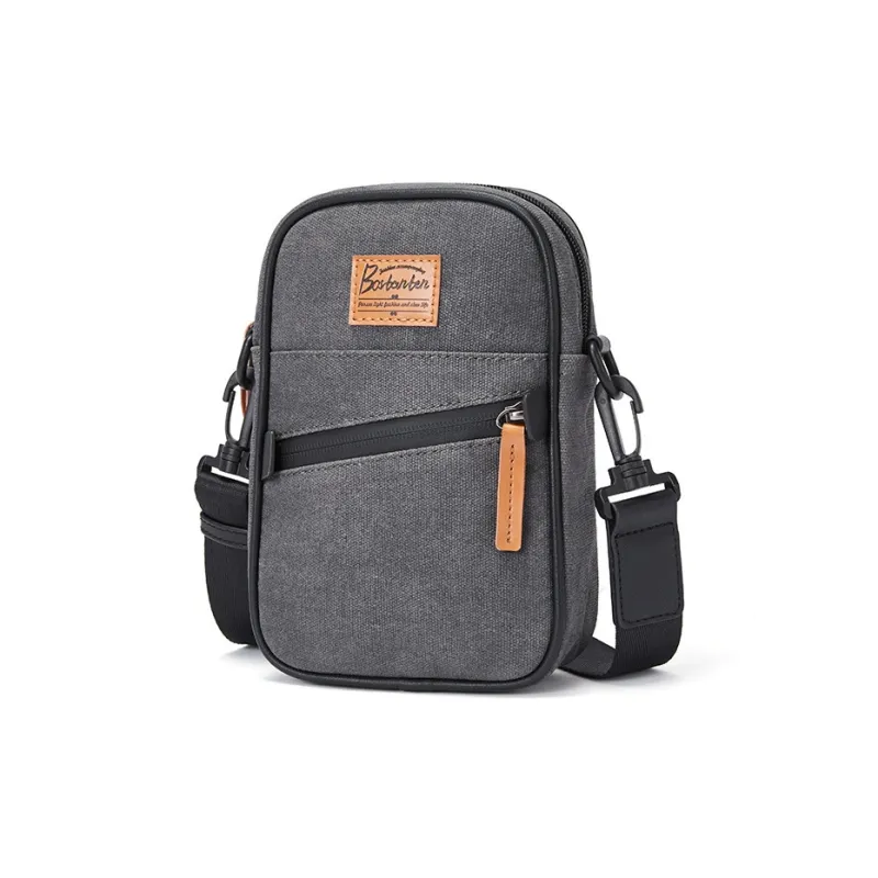 BOSTANTEN Canvas With Fabric Canvas Bag, Sling Bag, Crossbody Bag, Shoulder Bag Men's Gray-1