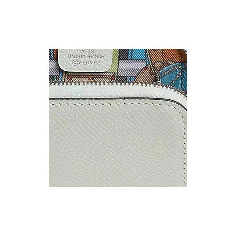 HERMES Silk'In Epsom With Barenia Calfskin Coin Purse Regular Women's Sizzle Green & Mauve Gray & Heaven Blue-2