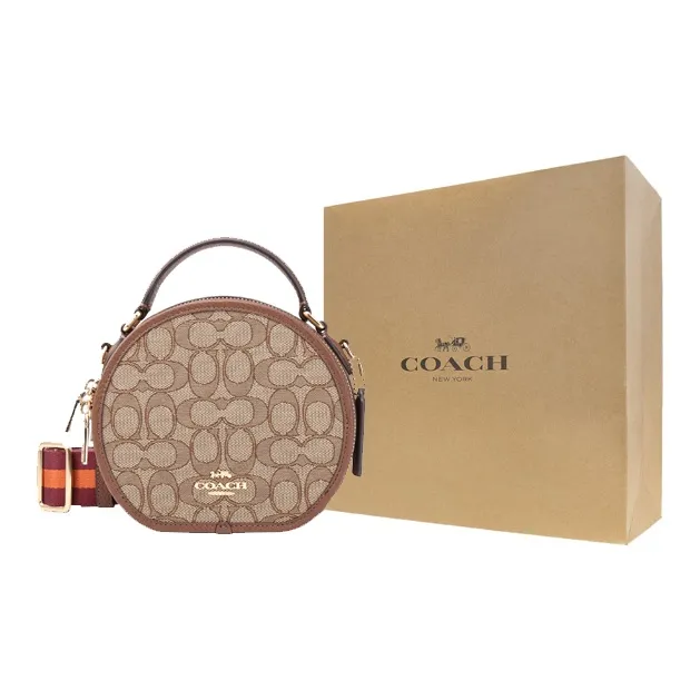 COACH Canteen Iconic Jacquard With Refined Pebbled Leather Handbag Shoulder Bag Crossbody Bag Small Size Women's Khaki-7