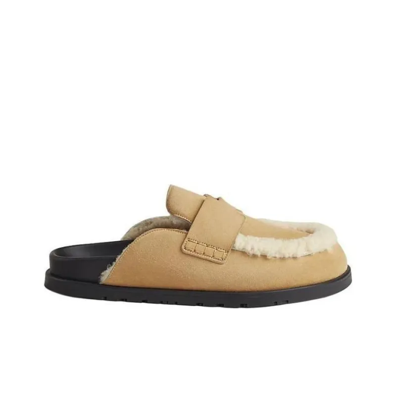 HERMES Go Wrap toe Slippers Men's Brown-1