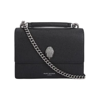 Kurt Geiger London Fish Paste Embossed Cow Leather Shoulder Bag Crossbody Bag Women's Black