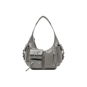 Blumarine Leather Handbag Shoulder Bag Small Size Women's Gray
