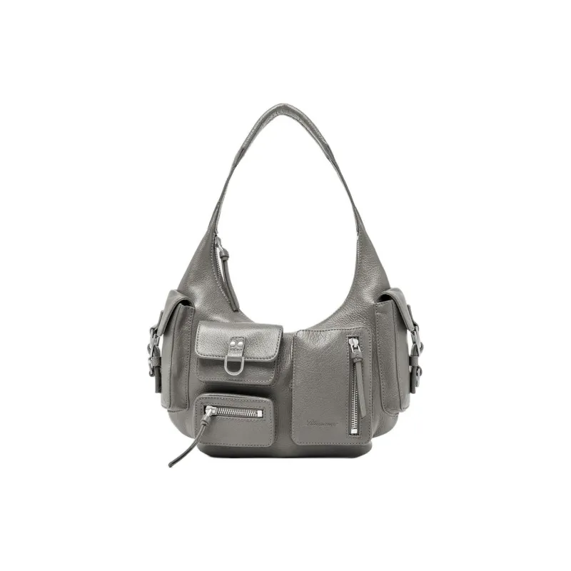 Blumarine Leather Handbag Shoulder Bag Small Size Women's Gray-0
