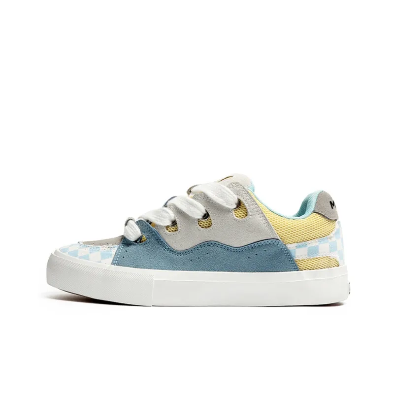 Medd Skateboard Shoes Unisex Low Top White Plaid/White Gray/Black-36