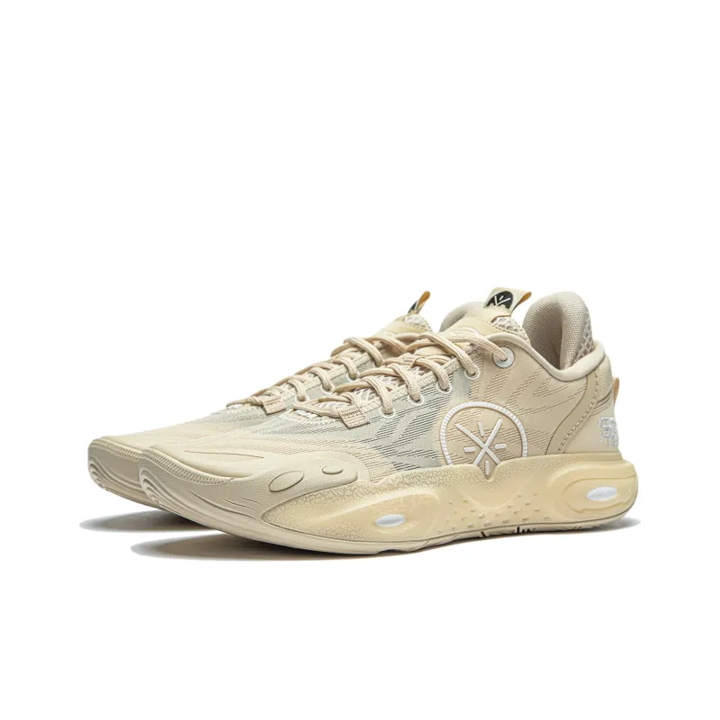 LINING All City 12 Basketball Shoes Men Low Top Light Milk Umber-3
